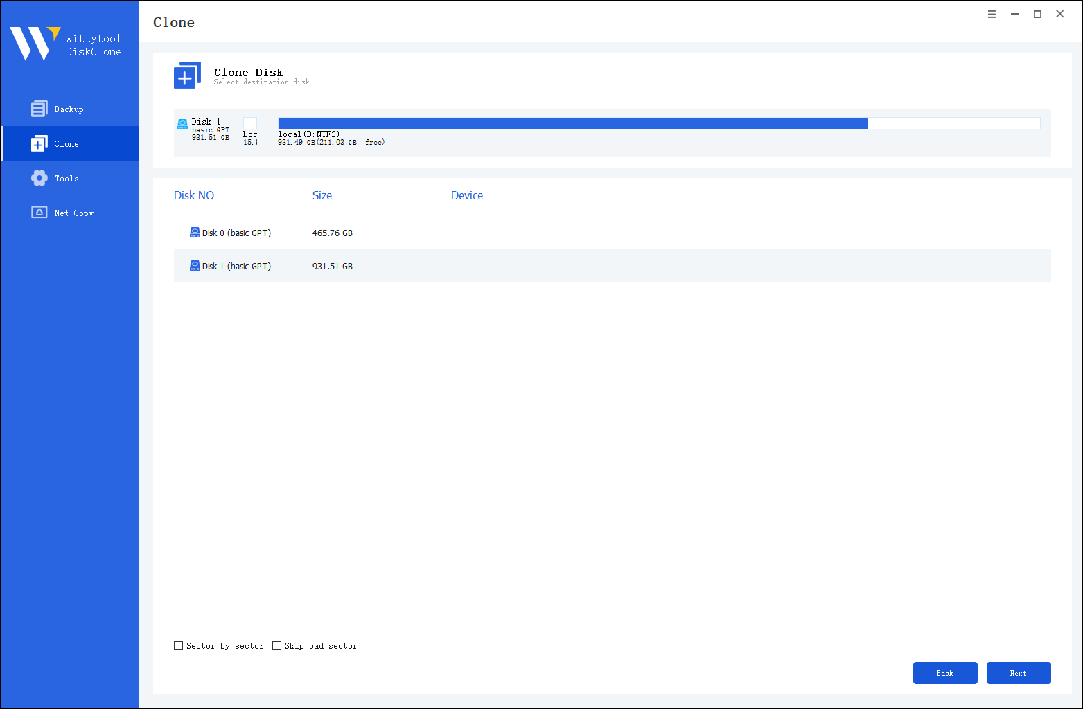 Step 3. Select destination disk